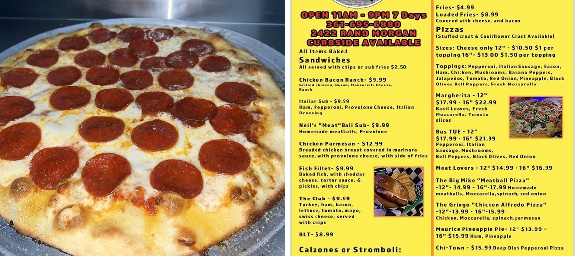 Neil's Urban Oven To Go Menu