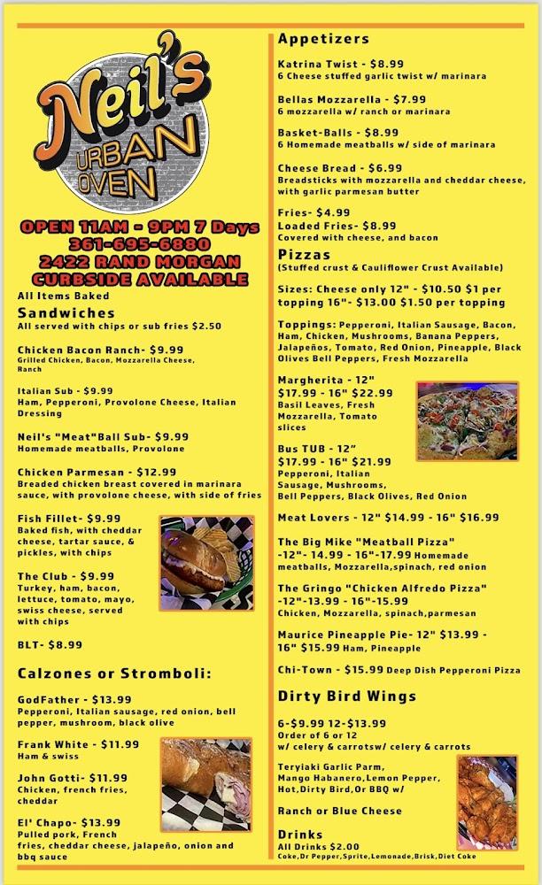Neil's Urban Oven To Go Menu image 2